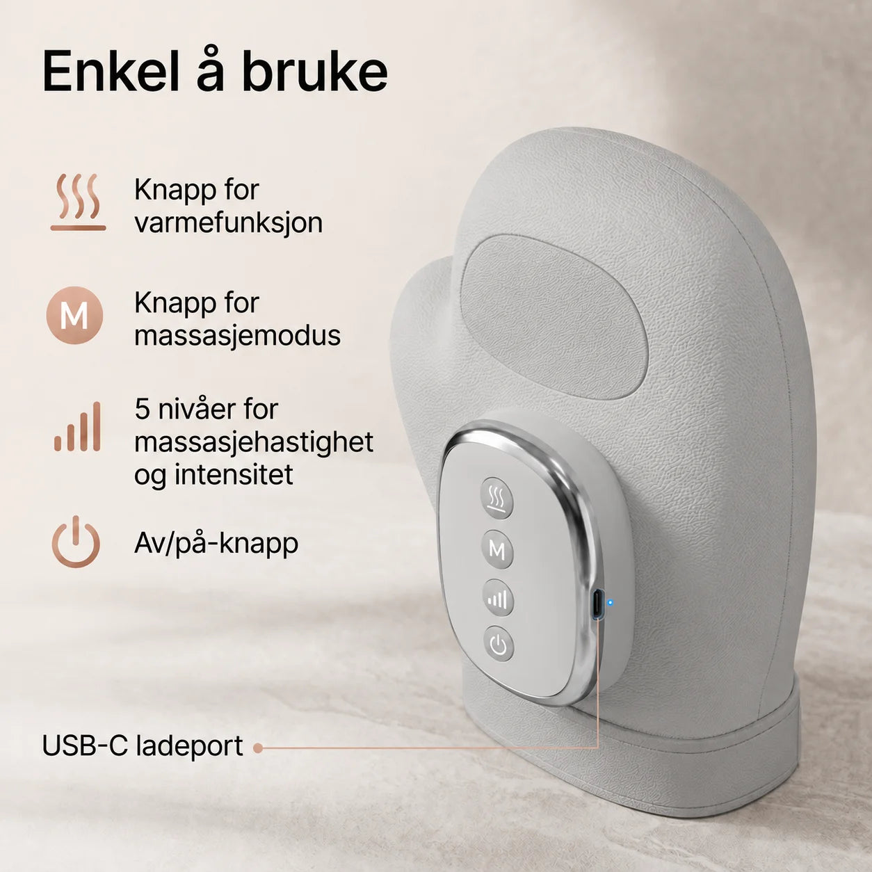 Trådløs håndmassasjeapparat med varme for hender og håndledd – ND3