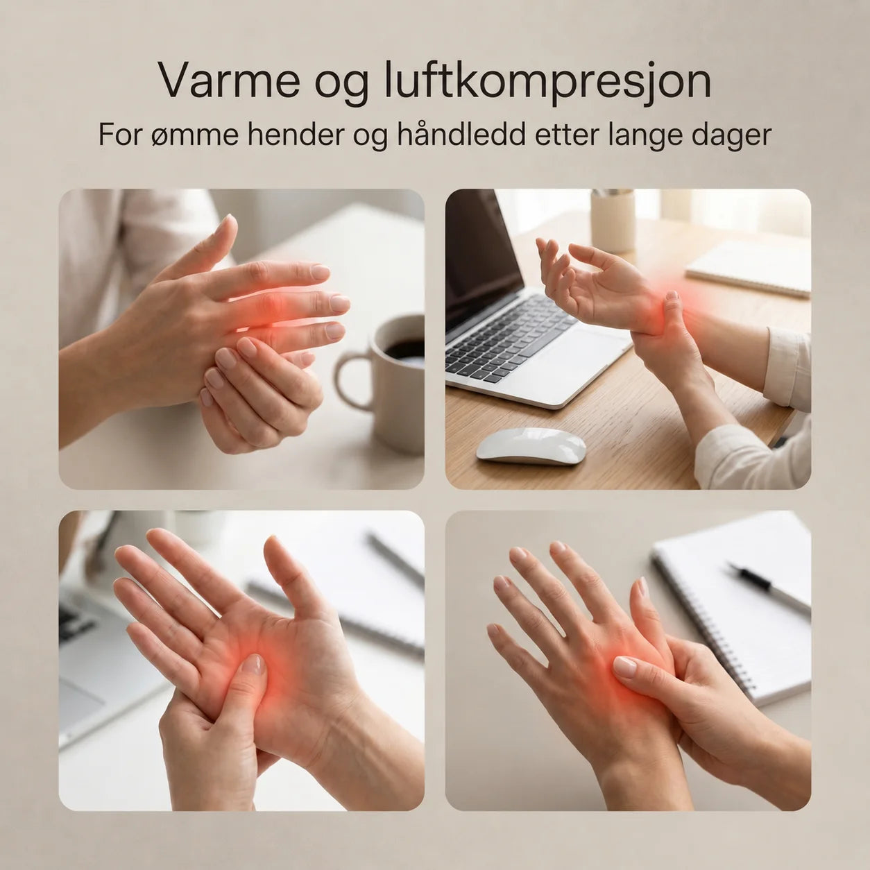 Trådløs håndmassasjeapparat med varme for hender og håndledd – ND3