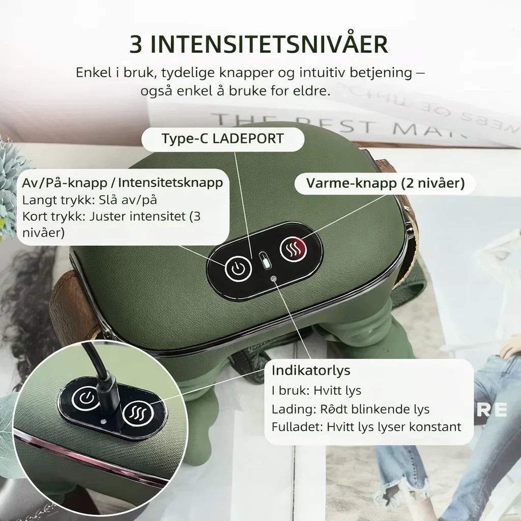 Dyptgående nakkemassasjeapparat med varme som etterligner ekte hender – ND2