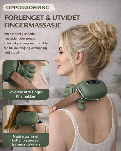 Dyptgående nakkemassasjeapparat med varme som etterligner ekte hender – ND2